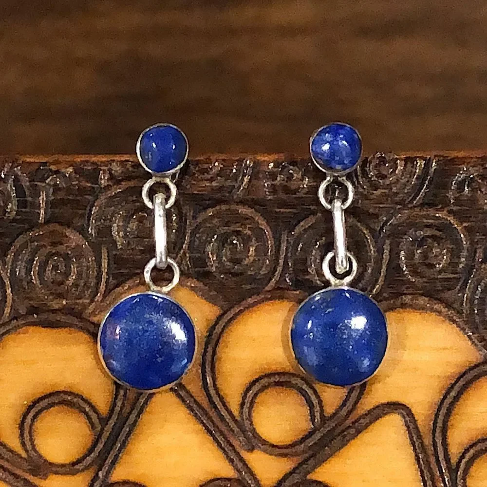 LAPIS LAZULI Sterling Silver 950 Drop Dangle Earrings